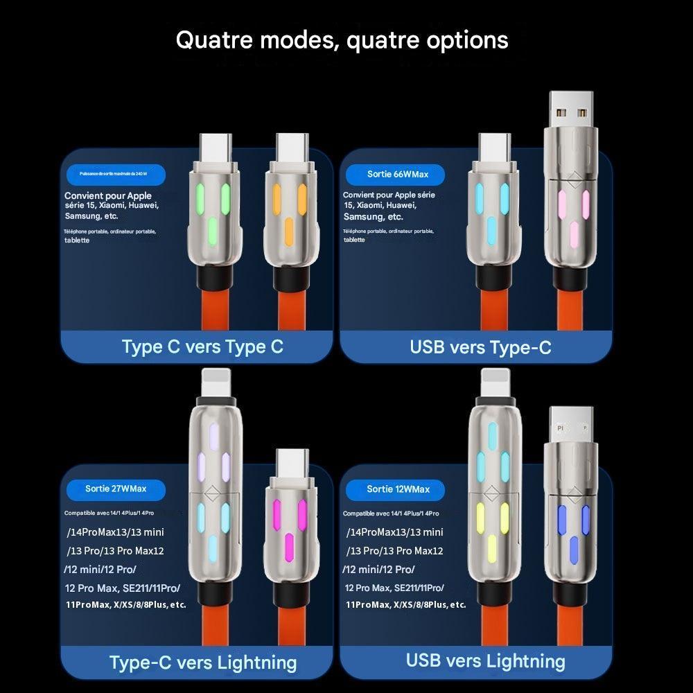 câble de charge de données en silicone 4 en 1 - luxynaya