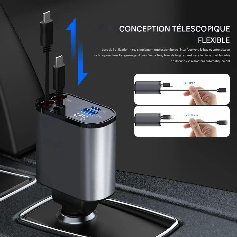 chargeur de voiture rétractable