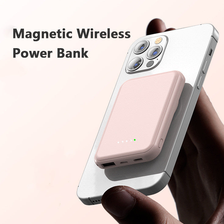 mini fast charging magnetic wireless power bank 5000 mah portable - luxynaya